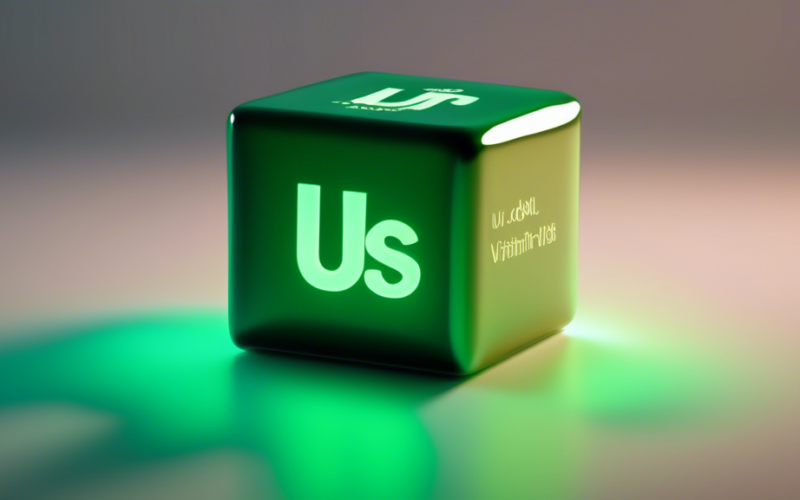 A glowing green cube of uranium with the periodic table symbol 'U' on its side.