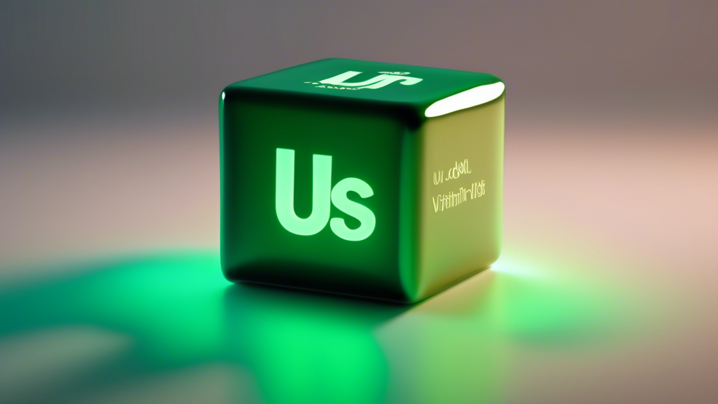 A glowing green cube of uranium with the periodic table symbol 'U' on its side.